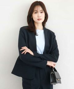 Maison de CINQ / メゾン ドゥ サンク テーラードジャケット | 【小さいサイズ】ダブルクロス カラーレスジャケット/セットアップ対応/洗える