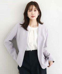 Maison de CINQ / メゾン ドゥ サンク テーラードジャケット | 【小さいサイズ】ダブルクロス カラーレスジャケット/セットアップ対応/洗える