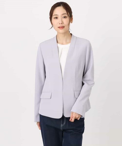 Maison de CINQ / メゾン ドゥ サンク テーラードジャケット | 【小さいサイズ】ダブルクロス カラーレスジャケット/セットアップ対応/洗える | 詳細17