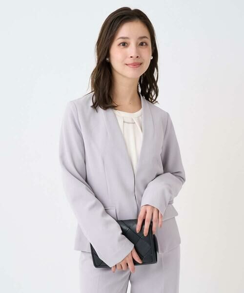 Maison de CINQ / メゾン ドゥ サンク テーラードジャケット | 【小さいサイズ】ダブルクロス カラーレスジャケット/セットアップ対応/洗える | 詳細3