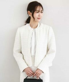 Maison de CINQ / メゾン ドゥ サンク ノーカラージャケット | 【小さいサイズ】ノーカラーファンシーツイードジャケット/セットアップ対応/洗える