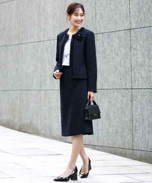 Maison de CINQ / メゾン ドゥ サンク ノーカラージャケット | 【小さいサイズ】ノーカラーファンシーツイードジャケット/セットアップ対応/洗える | 詳細1