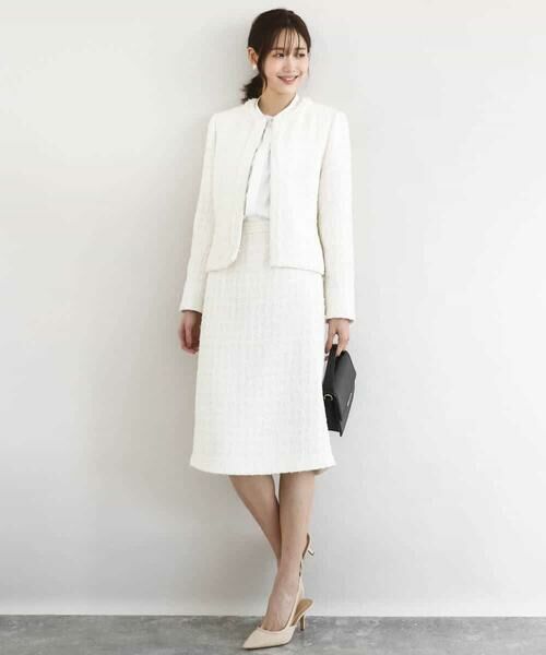 Maison de CINQ / メゾン ドゥ サンク ノーカラージャケット | 【小さいサイズ】ノーカラーファンシーツイードジャケット/セットアップ対応/洗える | 詳細11