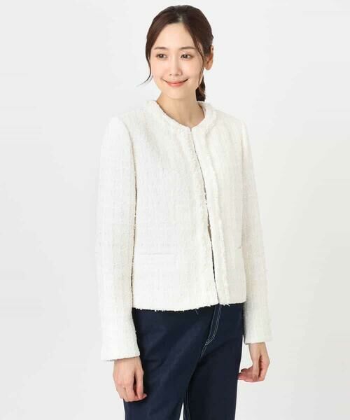 Maison de CINQ / メゾン ドゥ サンク ノーカラージャケット | 【小さいサイズ】ノーカラーファンシーツイードジャケット/セットアップ対応/洗える | 詳細20