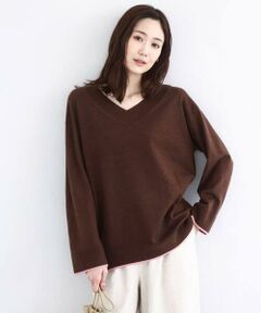 Maison de CINQ / メゾン ドゥ サンク ニット・セーター | 配色ラインVネックニット/洗える