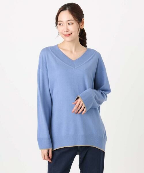 Maison de CINQ / メゾン ドゥ サンク ニット・セーター | 配色ラインVネックニット/洗える | 詳細1