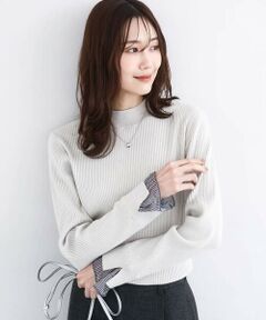 Maison de CINQ / メゾン ドゥ サンク ニット・セーター | 千鳥格子柄シフォンレイヤード風ハイゲージニット/洗える