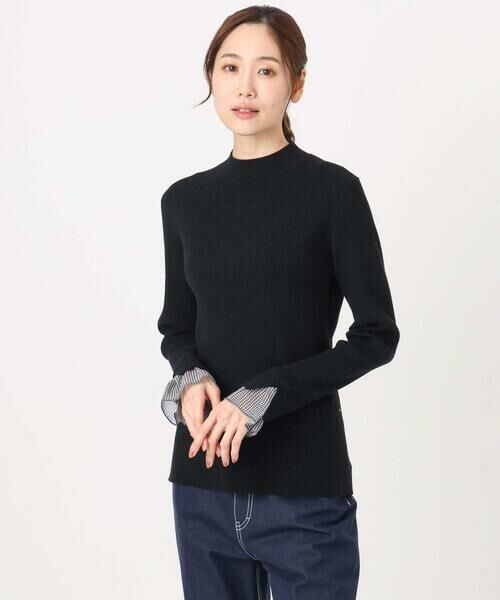 Maison de CINQ / メゾン ドゥ サンク ニット・セーター | 千鳥格子柄シフォンレイヤード風ハイゲージニット/洗える | 詳細12