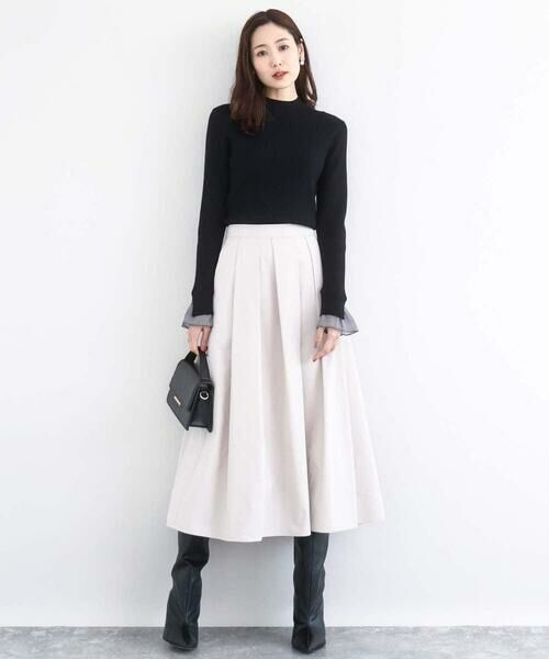 Maison de CINQ / メゾン ドゥ サンク ニット・セーター | 千鳥格子柄シフォンレイヤード風ハイゲージニット/洗える | 詳細16