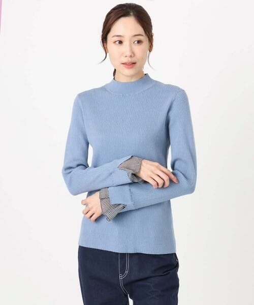 Maison de CINQ / メゾン ドゥ サンク ニット・セーター | 千鳥格子柄シフォンレイヤード風ハイゲージニット/洗える | 詳細2