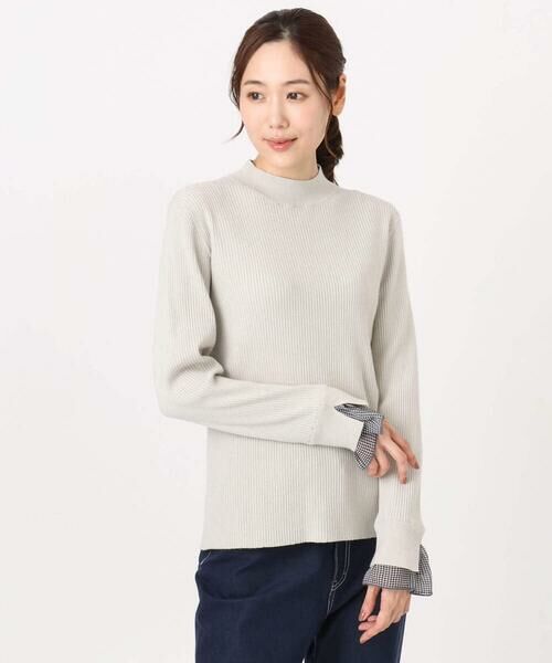 Maison de CINQ / メゾン ドゥ サンク ニット・セーター | 千鳥格子柄シフォンレイヤード風ハイゲージニット/洗える | 詳細9