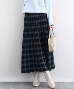 Maison de CINQ / メゾン ドゥ サンク ロング・マキシ丈スカート | チェック柄プリーツニットスカート/洗える