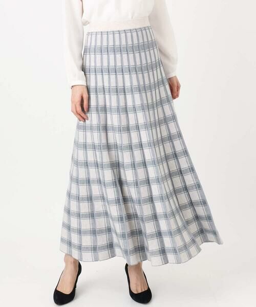 Maison de CINQ / メゾン ドゥ サンク ロング・マキシ丈スカート | チェック柄プリーツニットスカート/洗える | 詳細1