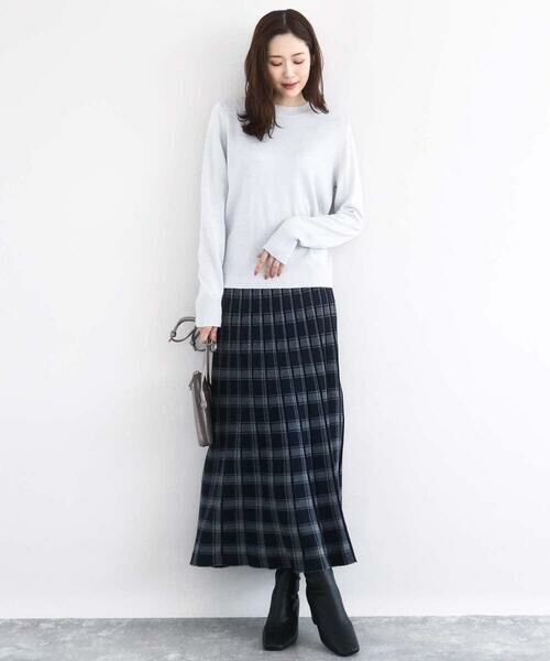 Maison de CINQ / メゾン ドゥ サンク ロング・マキシ丈スカート | チェック柄プリーツニットスカート/洗える | 詳細22