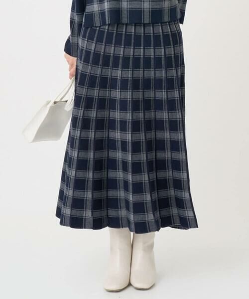 Maison de CINQ / メゾン ドゥ サンク ロング・マキシ丈スカート | 【小さいサイズ】チェック柄プリーツニットスカート/洗える | 詳細1