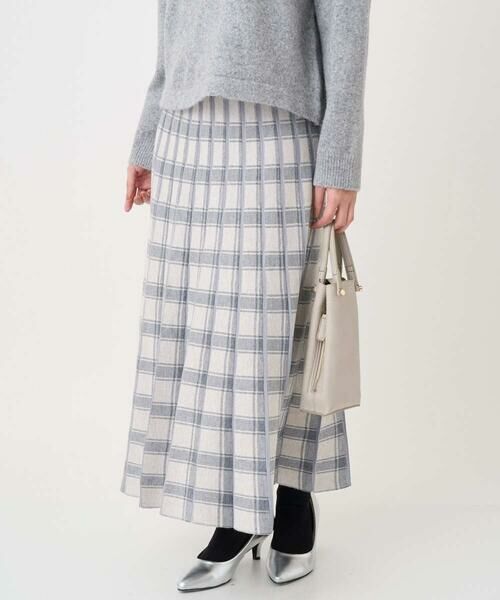 Maison de CINQ / メゾン ドゥ サンク ロング・マキシ丈スカート | 【小さいサイズ】チェック柄プリーツニットスカート/洗える | 詳細3