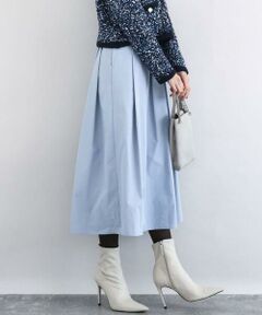 Maison de CINQ / メゾン ドゥ サンク ロング・マキシ丈スカート | メモリータフタ タックフレアスカート/洗濯機で洗える