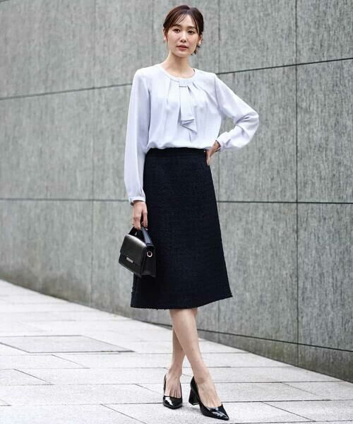 Maison de CINQ / メゾン ドゥ サンク ミニ・ひざ丈スカート | 【小さいサイズ】ファンシーツイードスカート/セットアップ対応/洗える | 詳細7