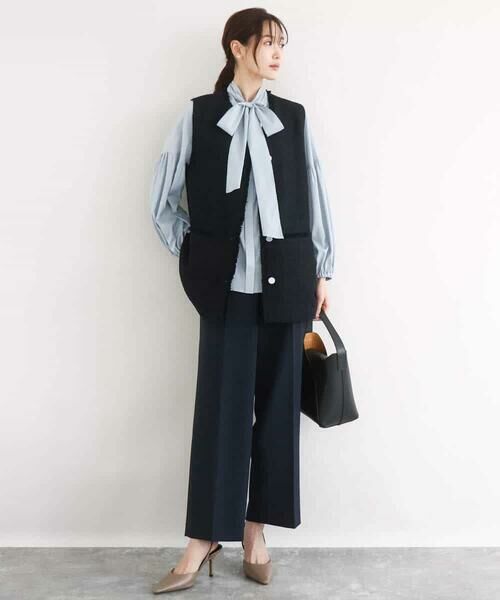 Maison de CINQ / メゾン ドゥ サンク チノ・ワークパンツ | 【小さいサイズ】ダブルクロス セミワイドパンツ/セットアップ対応/洗える | 詳細7