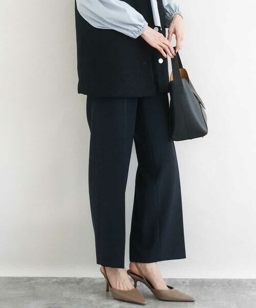 Maison de CINQ / メゾン ドゥ サンク チノ・ワークパンツ | 【小さいサイズ】ダブルクロス セミワイドパンツ/セットアップ対応/洗える(ネイビー)