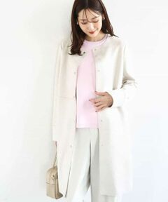 Maison de CINQ / メゾン ドゥ サンク ノーカラージャケット | フェイクスウェードノーカラーコート/洗える