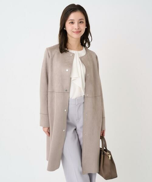 Maison de CINQ / メゾン ドゥ サンク ノーカラージャケット | 【小さいサイズ】フェイクスウェードノーカラーコート/洗える | 詳細2