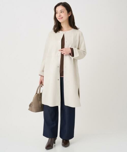 Maison de CINQ / メゾン ドゥ サンク ノーカラージャケット | 【小さいサイズ】フェイクスウェードノーカラーコート/洗える | 詳細22