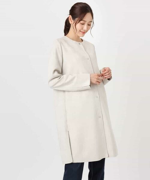 Maison de CINQ / メゾン ドゥ サンク ノーカラージャケット | フェイクスウェードノーカラーコート/洗える | 詳細19