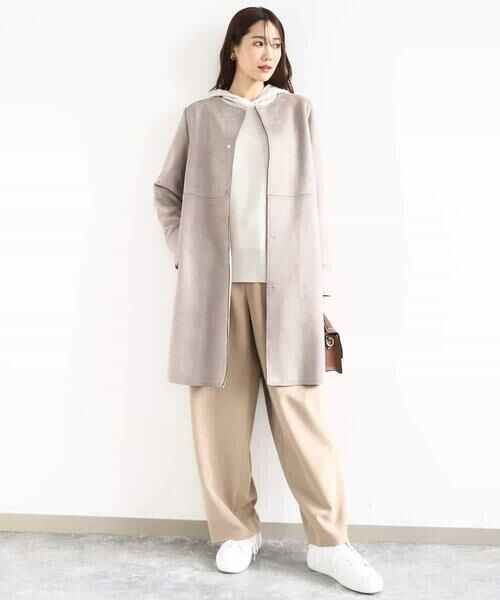 Maison de CINQ / メゾン ドゥ サンク ノーカラージャケット | フェイクスウェードノーカラーコート/洗える | 詳細5