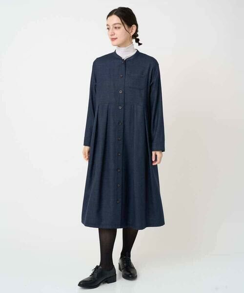 Maison de CINQ / メゾン ドゥ サンク ロング・マキシ丈ワンピース | ウール混デニム前開きワンピース | 詳細2