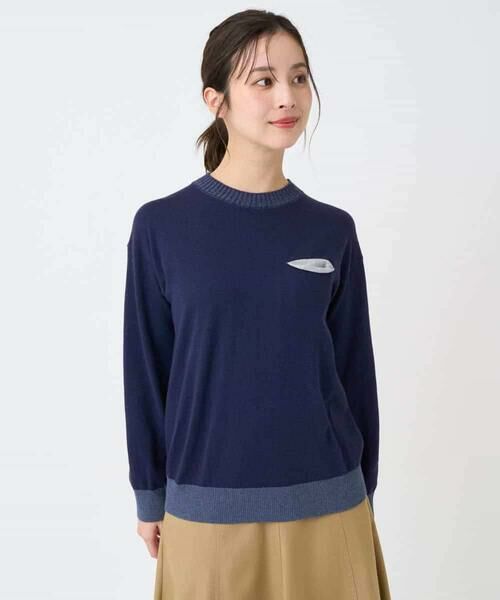 Maison de CINQ / メゾン ドゥ サンク ニット・セーター | 配色デザインポケットニット（ネイビー）