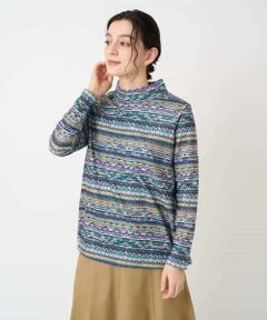 Maison de CINQ / メゾン ドゥ サンク カットソー | [日本製]編地柄プリントカットソー