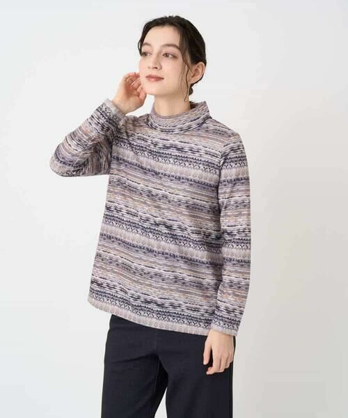 Maison de CINQ / メゾン ドゥ サンク カットソー | [日本製]編地柄プリントカットソー | 詳細1