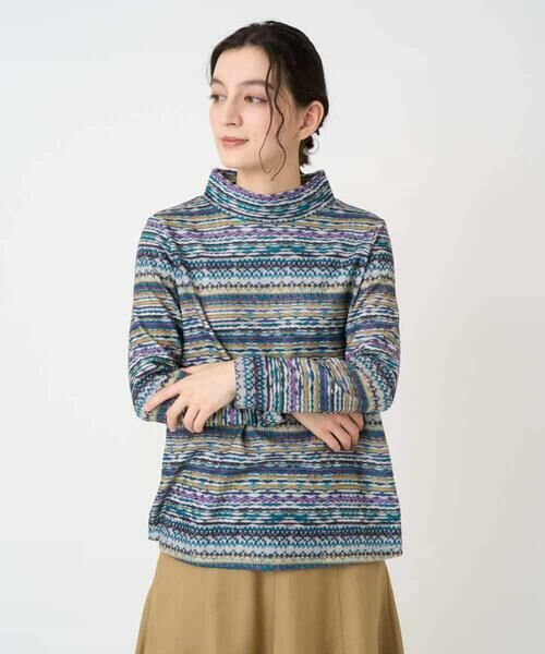 Maison de CINQ / メゾン ドゥ サンク カットソー | [日本製]編地柄プリントカットソー | 詳細2