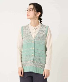Maison de CINQ / メゾン ドゥ サンク ベスト | カスリパネルボーダーニットベスト