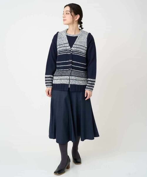 Maison de CINQ / メゾン ドゥ サンク ベスト | カスリパネルボーダーニットベスト | 詳細16