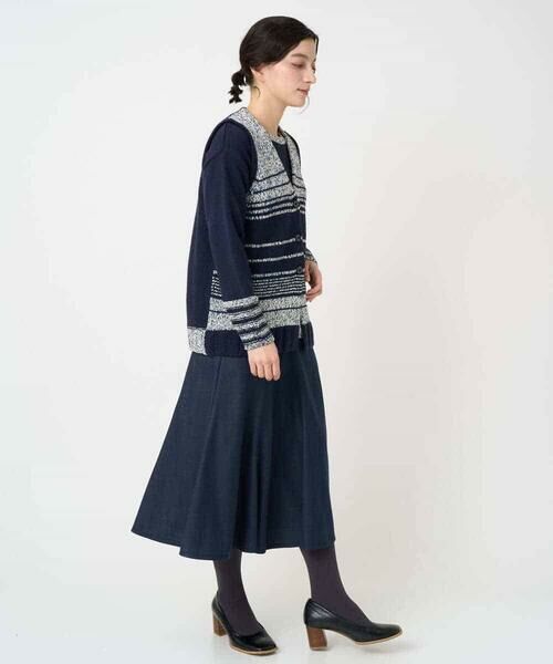 Maison de CINQ / メゾン ドゥ サンク ベスト | カスリパネルボーダーニットベスト | 詳細17