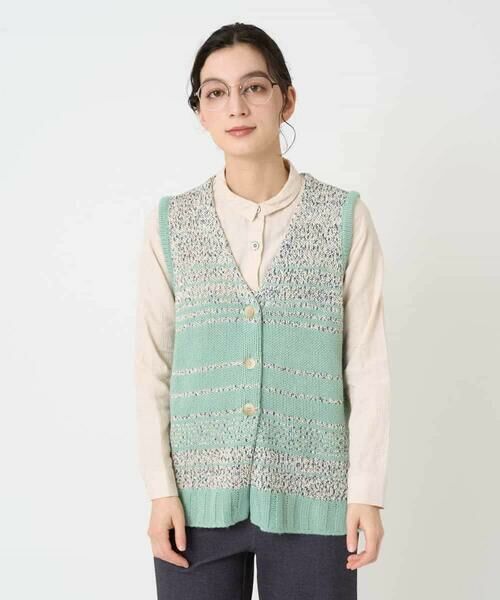 Maison de CINQ / メゾン ドゥ サンク ベスト | カスリパネルボーダーニットベスト | 詳細2