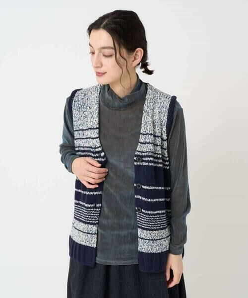 Maison de CINQ / メゾン ドゥ サンク ベスト | カスリパネルボーダーニットベスト | 詳細3