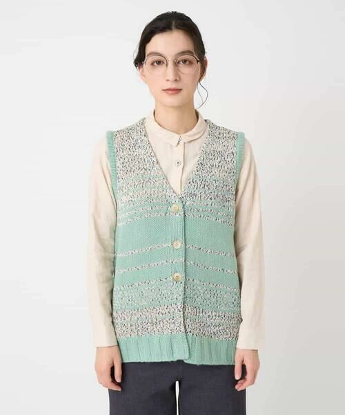 Maison de CINQ / メゾン ドゥ サンク ベスト | カスリパネルボーダーニットベスト | 詳細5