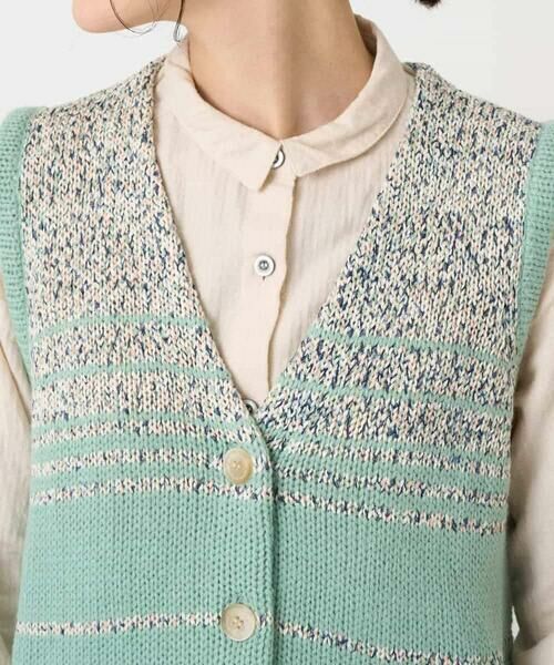 Maison de CINQ / メゾン ドゥ サンク ベスト | カスリパネルボーダーニットベスト | 詳細8