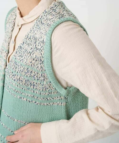 Maison de CINQ / メゾン ドゥ サンク ベスト | カスリパネルボーダーニットベスト | 詳細9