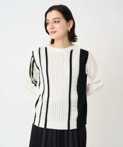 Maison de CINQ / メゾン ドゥ サンク ニット・セーター | バイカラーストライプケーブルニット