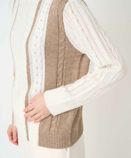 Maison de CINQ / メゾン ドゥ サンク ニット・セーター | バイカラーストライプケーブルニット | 詳細7