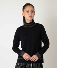 Maison de CINQ / メゾン ドゥ サンク ニット・セーター | 【小さいサイズ】ボーダーネックスパンコールニットプルオーバー