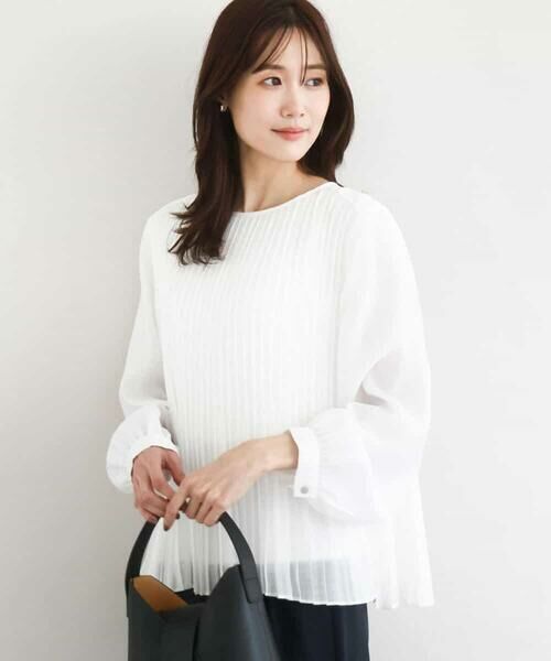Maison de CINQ / メゾン ドゥ サンク シャツ・ブラウス | 【小さいサイズ】プリーツデザインブラウス/洗える（ホワイト）
