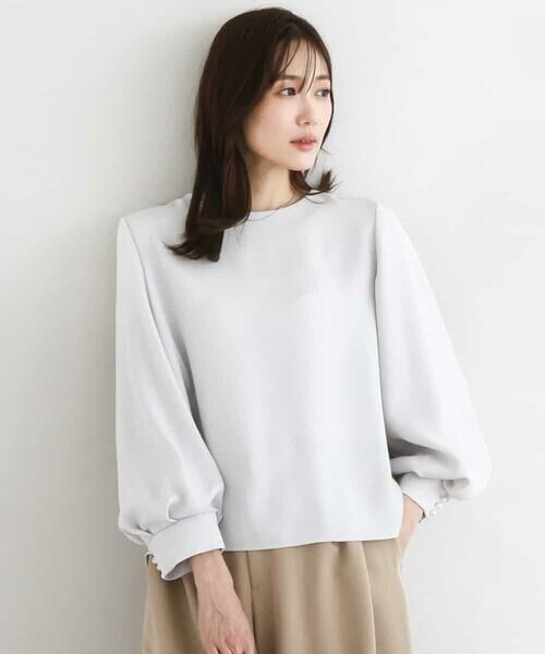 Maison de CINQ / メゾン ドゥ サンク シャツ・ブラウス | 【小さいサイズ】ボリュームスリーブブラウス/撥水/防シワ/洗える（ライトグレー）