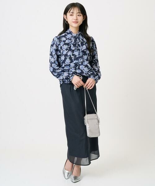 Maison de CINQ / メゾン ドゥ サンク シャツ・ブラウス | 【小さいサイズ】ボウタイ付き花柄シフォンブラウス/洗濯機で洗える | 詳細30