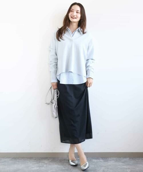 Maison de CINQ / メゾン ドゥ サンク シャツ・ブラウス | 【小さいサイズ】コットン混ベーシックシャツ（ストライプ）/接触冷感/防シワ/洗濯機で洗える | 詳細10