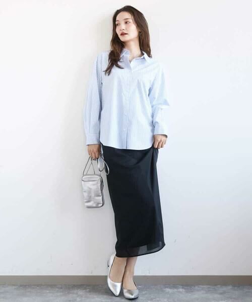 Maison de CINQ / メゾン ドゥ サンク シャツ・ブラウス | 【小さいサイズ】コットン混ベーシックシャツ（ストライプ）/接触冷感/防シワ/洗濯機で洗える | 詳細7